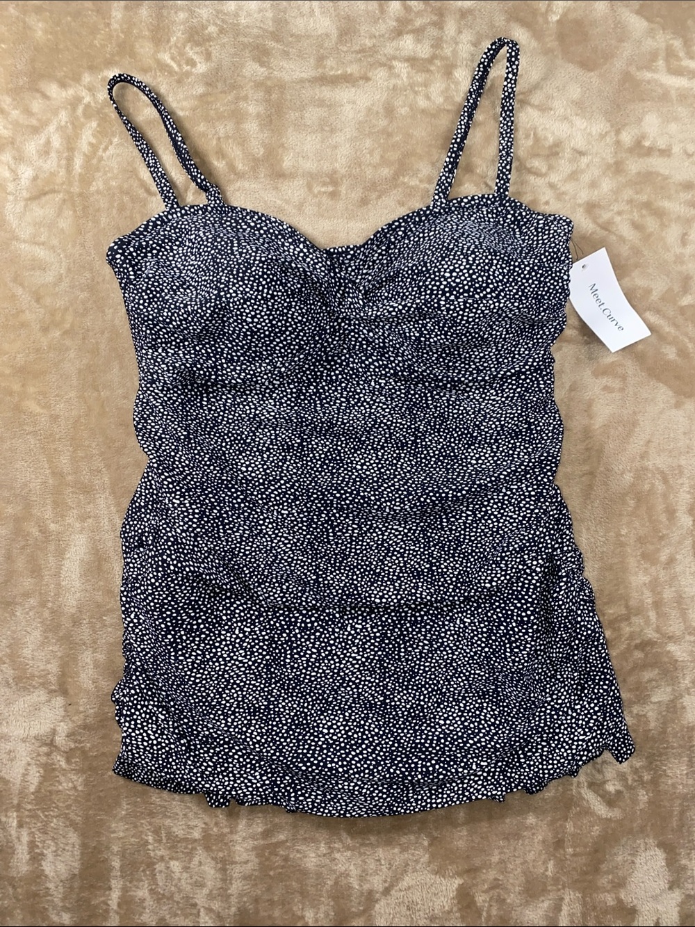 Black & White Dot Ruched One-Piece Swimsuit Dress